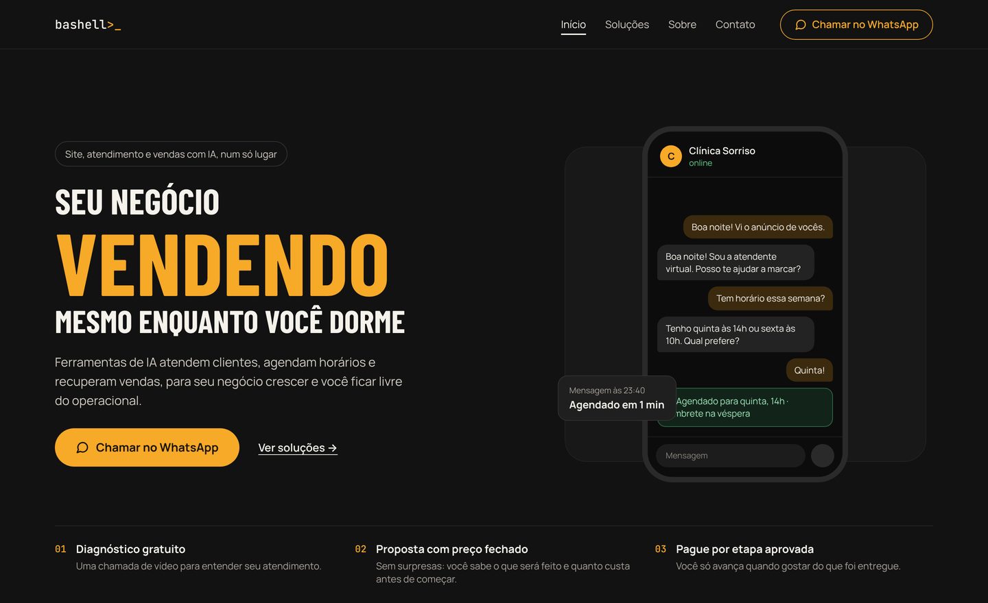 Landing page da bashell