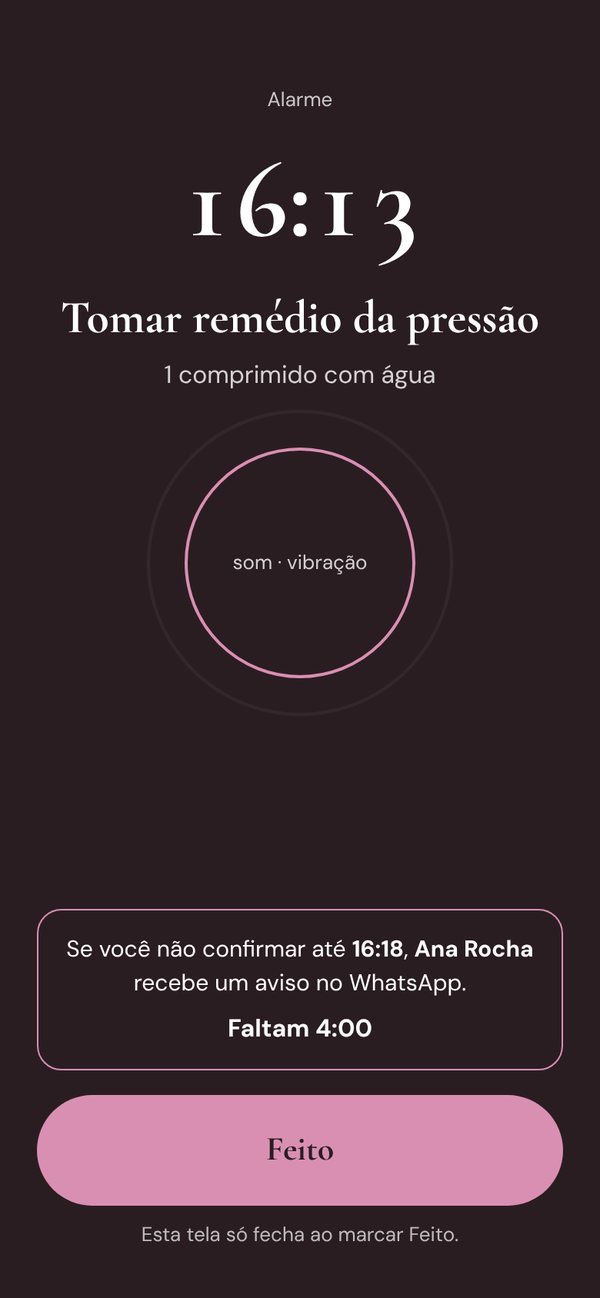 App Lembretes com o alarme tocando